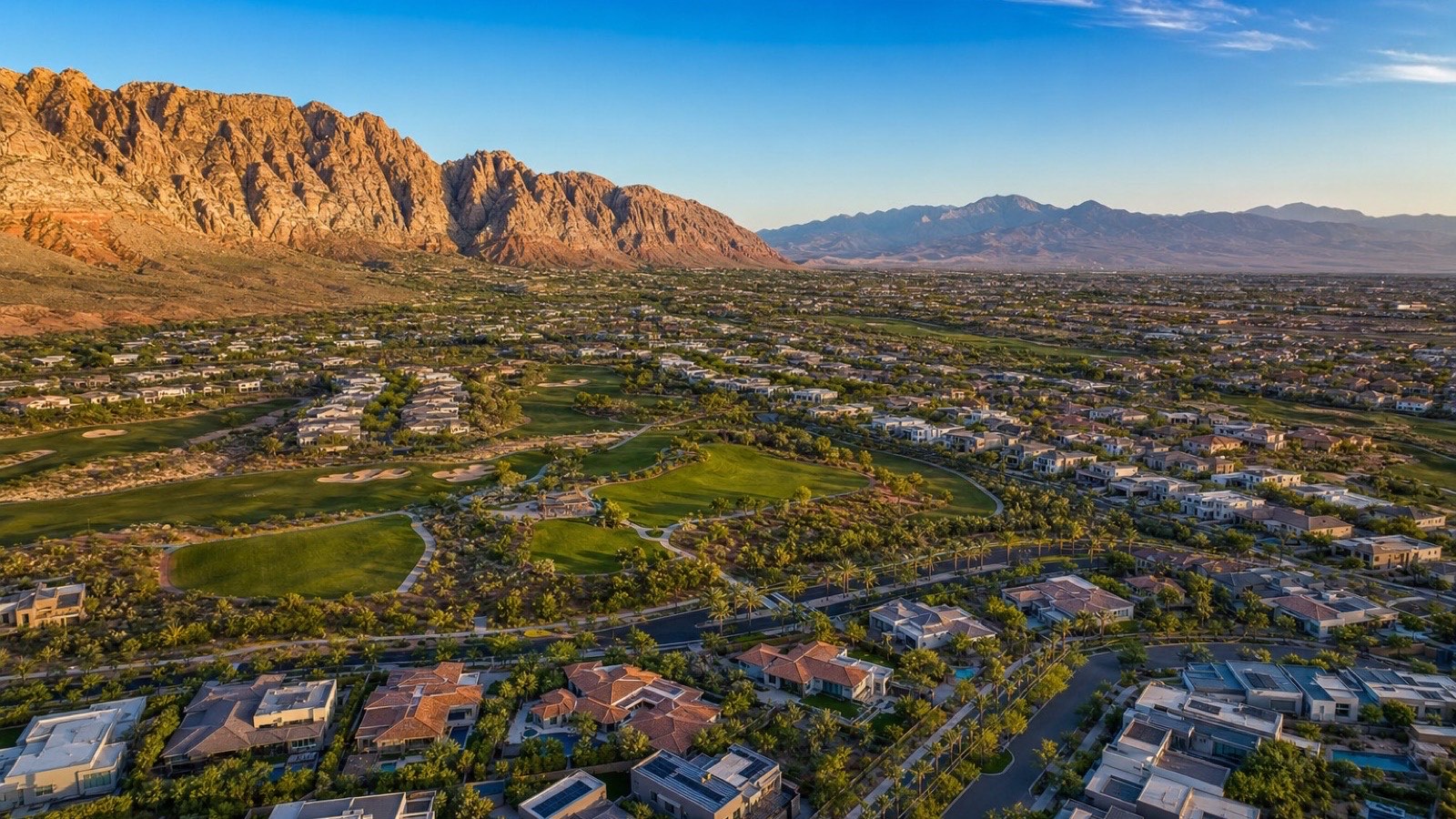 Reverence by Pulte Summerlin West home framed against Red Rock Canyon — the newer-construction outdoor-enthusiast village with direct trail-network orientation